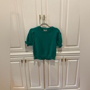 Peach Love California: Short Sleeve Scalloped Sweater Small (NWT & Boutique)